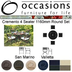 Occasions Cast Aluminium - Cremento 4 Seater 1160mm Round Dining Set