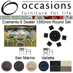 Occasions Cast Aluminium - Cremento 6 Seater 1350mm Round Dining Set