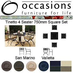 Occasions Cast Aluminium - Tinetto 4 Seater 750mm Square Dining Set