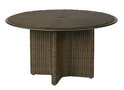 Barlow Tyrie - Savannah Circular Table 120cm - Java with Woven & Glass Top