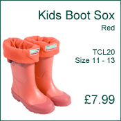 Outdoor Accessories - Kids Boot Sox - Red - Size 11-13