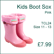Outdoor Accessories - Kids Boot Sox - Pink - Size 11-13