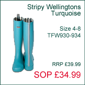 Wellington Boots - Stripy Wellington Boots Turquoise