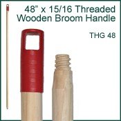 Brushes & Brooms - Threaded Wooden Broom Handle (Red)