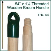 Brushes & Brooms - Threaded Wooden Broom Handle (Green)