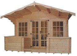 Charnwood - Log cabin style building with veranda