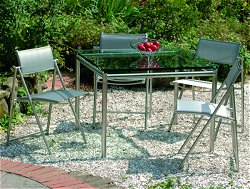 Contemporary Sets - Avant Noir Four Seater Glass Set with Folding Chairs