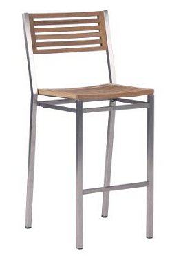 Barlow Tyrie Equinox - Stainless Steel Teak High Dining Side Chair . Stacking