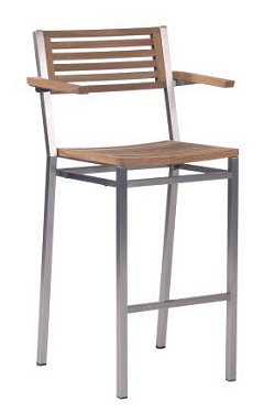 Barlow Tyrie Equinox - Stainless Steel Teak High Dining Armchair . Stacking