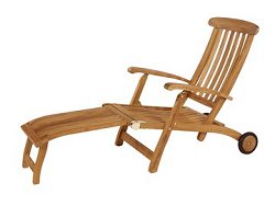 Barlow Tyrie Commodore - Teak Steamer with 67cm Footrest and Teak Wheels