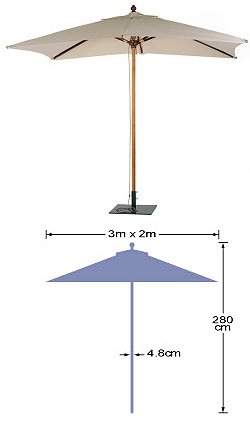 Bridgman Parasols and Bases - Bridgman 3m x 2m Rectangular Parasol