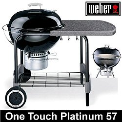 Weber Charcoal Barbecue Kettle 57cm (22.5 inch) - One Touch Platinum inc. cart