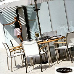 Westminster - Gemini 6 Seater Stacking Armchair Stainless Steel and Teak Set