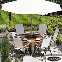 Westminster - Gemini 6 Seater Recliner Chair Stainless Steel and Teak Set