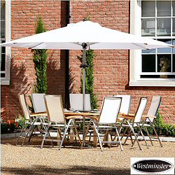 Westminster - Gemini 8 Seater Recliner Chair Stainless Steel and Teak Set