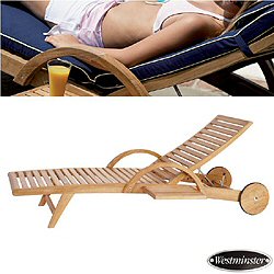Westminster Teak - Sunlounger with arms and side tray