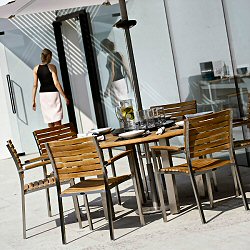 Westminster - Vogue 6 Seater Round Stainless Steel and Teak Set