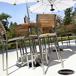 Westminster - Vogue 4 Seater Stainless Steel and Teak Bar Set