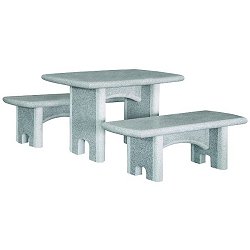 Furniture - Table Set<br>Granite table 125 x 80cm with two benches