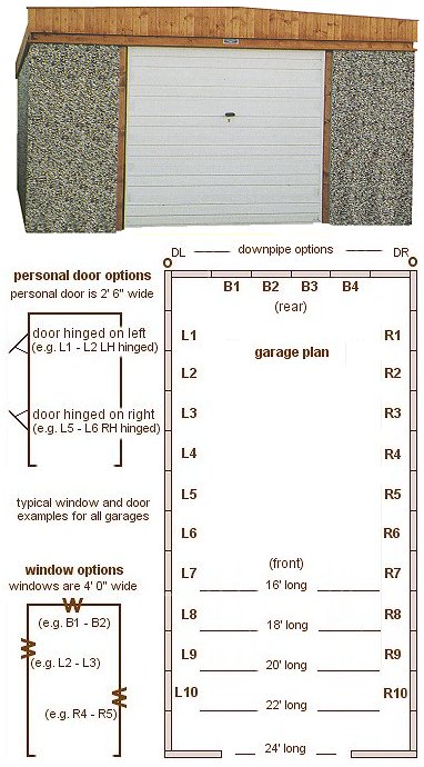 12ft 6in wide Pent Roof Single Concrete Garages - <b>Area 5</b> The most popular and practical pent roof garage
