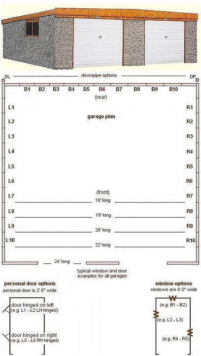 24ft 6in wide Pent Roof Double Concrete Garages - <b>Area 4</b> Large Pent Roof Double Garage