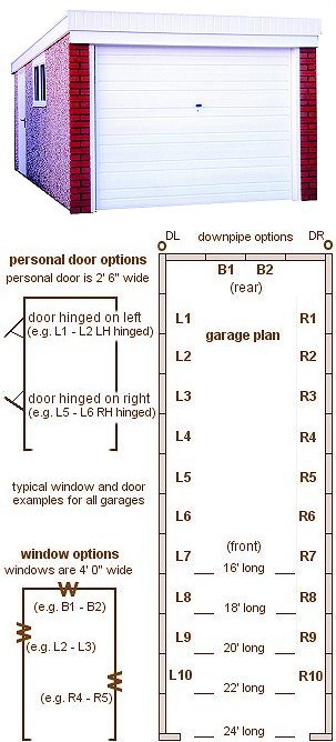8ft 9in wide Pent Roof Single Ultimate Concrete Garages - <b>Area 3</b> The most popular and practical pent roof garage