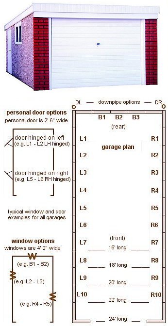 10ft 6in wide Pent Roof Single Ultimate Concrete Garages - <b>Area 1</b> The most popular and practical pent roof garage