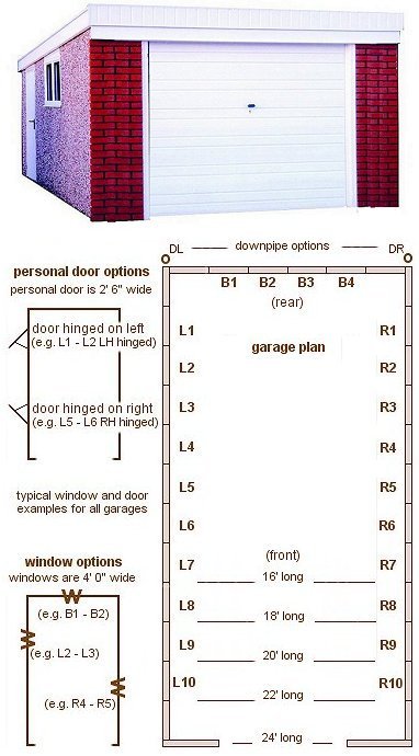 12ft wide Pent Roof Single Ultimate Concrete Garages - <b>Area 4</b> The most popular and practical pent roof garage