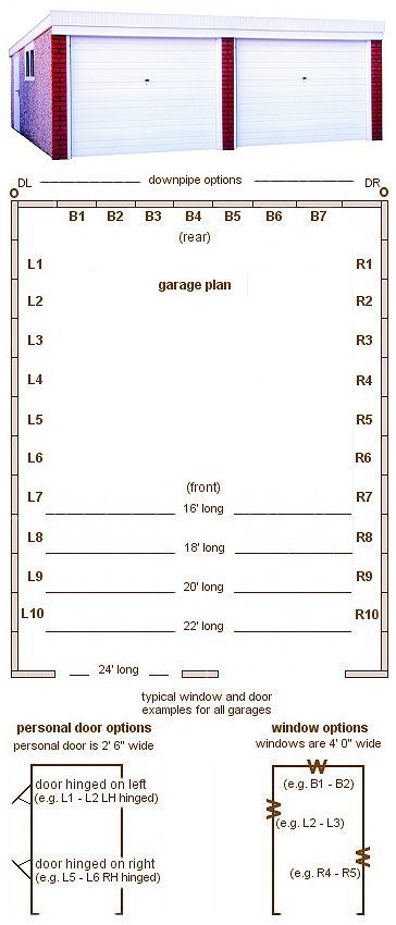 18ft 9in wide Pent Roof Double Ultimate Concrete Garages - <b>Area 3</b> Large Pent Roof Double Garage