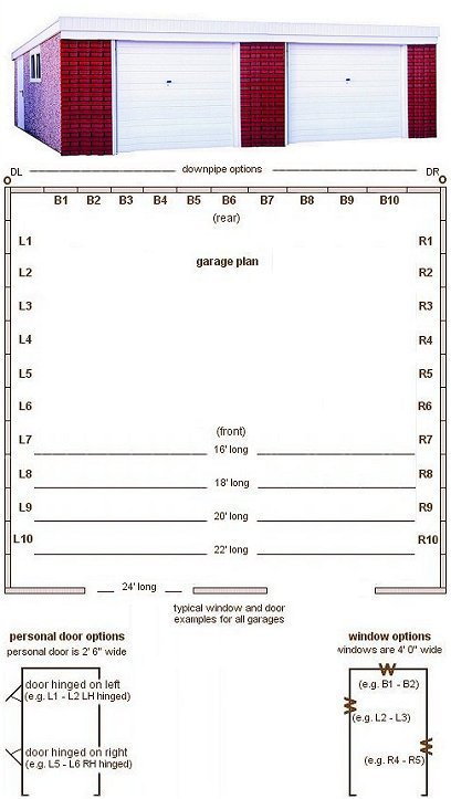 24ft 3in wide Pent Roof Double Ultimate Concrete Garages - <b>Area 5</b> Large Pent Roof Double Garage