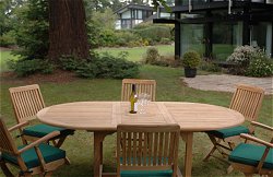 Furniture Sets - 160-210cm Oval Extending Table and Folding Chair Set