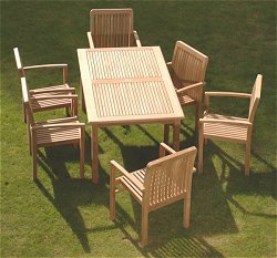 Furniture Sets - 150cm Rectangular Table and Stacking Armchair Set