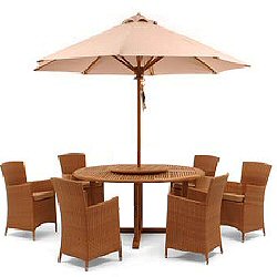 Furniture Sets - 150cm Teak and Woven Set