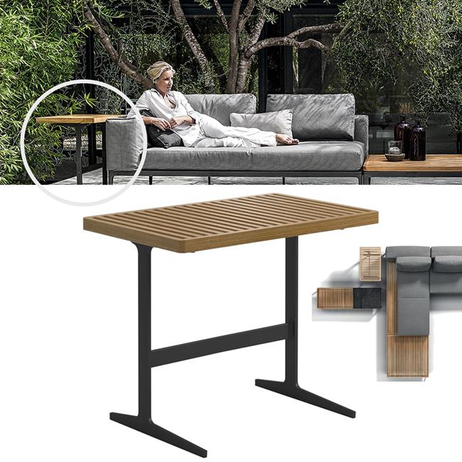 Gloster Grid Modular Seating Side Table Buffed Teak Top Birstall