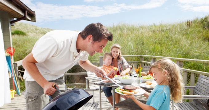 Family camping bbq