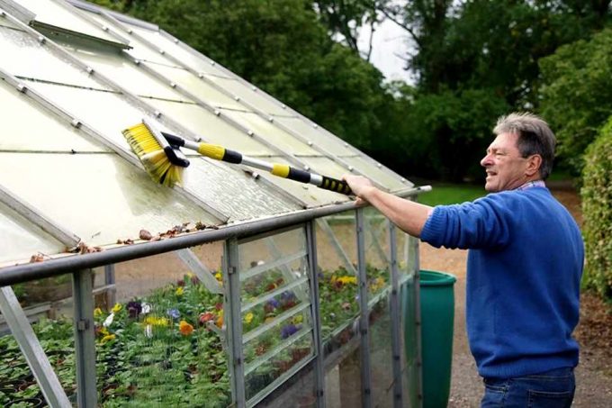 cleaning greenhouse