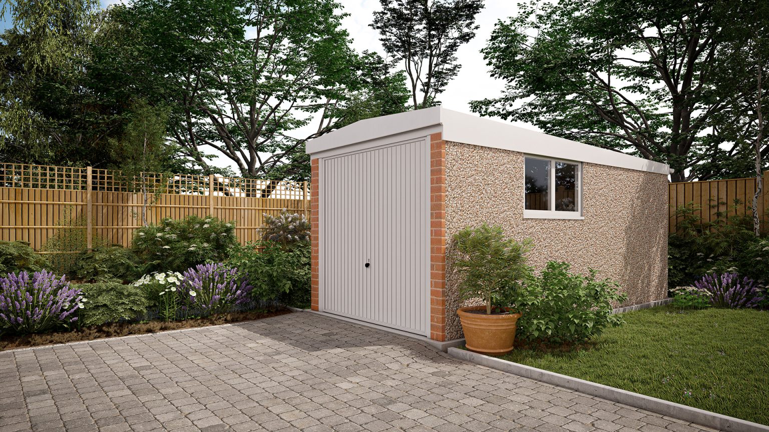 8ft wide Pent roof ultimate concrete garage Birstall Garden & Leisure