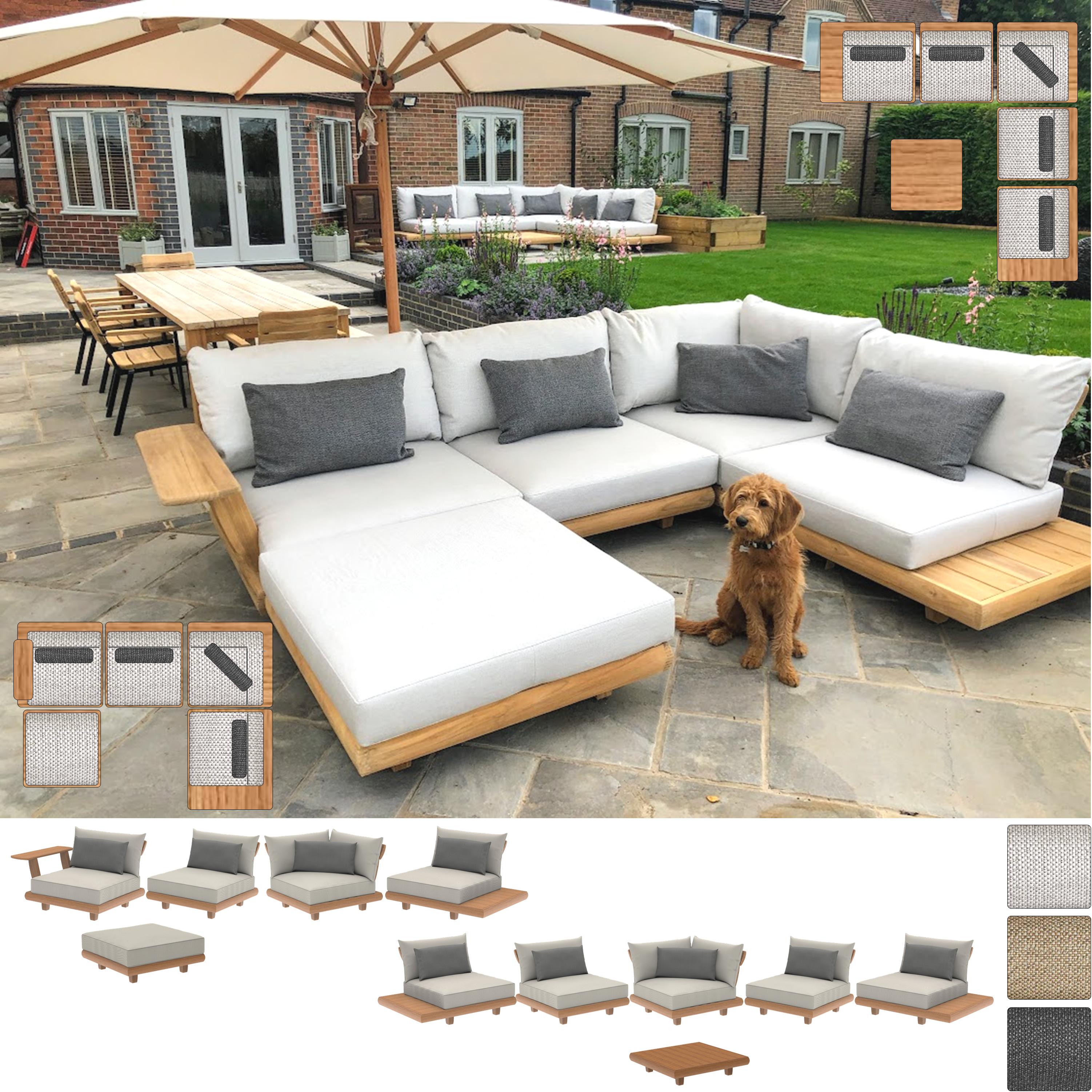 Alexander Rose Sorrento FSC Teak Modular Outdoor 11pc Lounge Set
