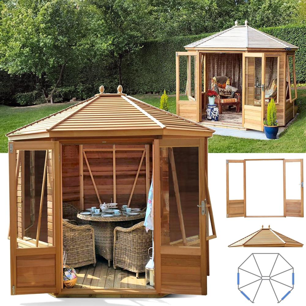 Alton Cedar Summerhouse - Mickleton 9 x 8 Octagonal With Slatted