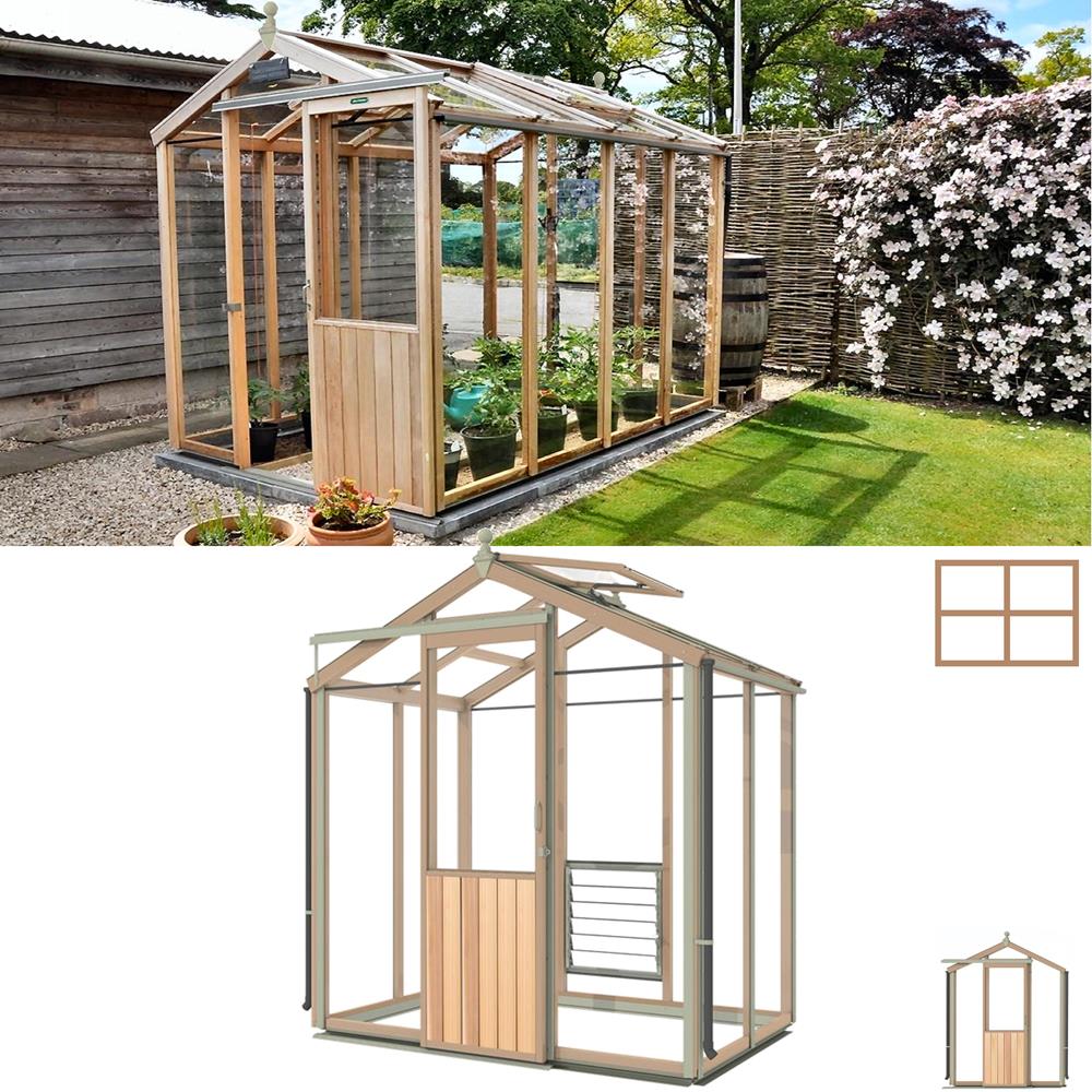 5 x 4 Alton Evolution FIVE Glass To Ground 5ft Wide Cedar Greenhouse