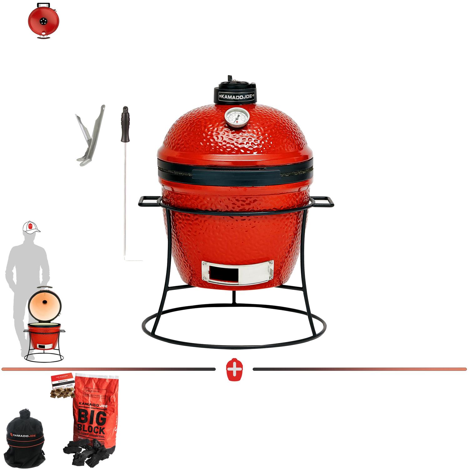 Kamado Joe Ceramic Grill Smoker Oven Joe Junior Grill Inc. 3pc
