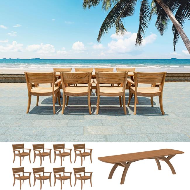 Alexander Rose Sorrento FSC Teak 8 Seater 300cm Dining Set Birstall