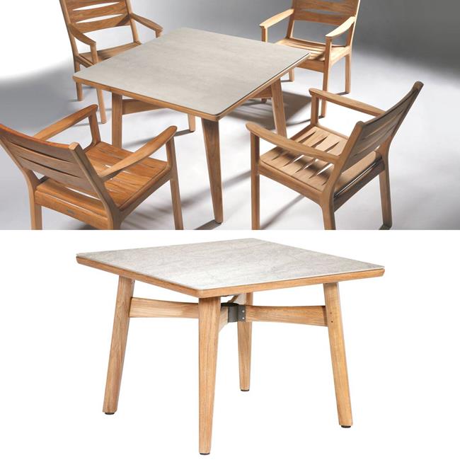 Barlow Tyrie Monterey Teak and Frost Ceramic Dining Table 100cm Square Birstall