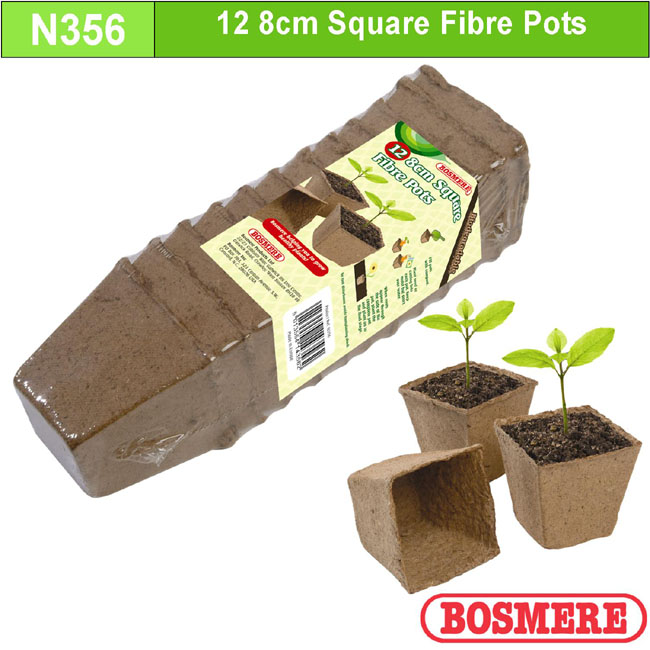 Bosmere Propagation and Growing Range Square Fibre Pots 12 8cm