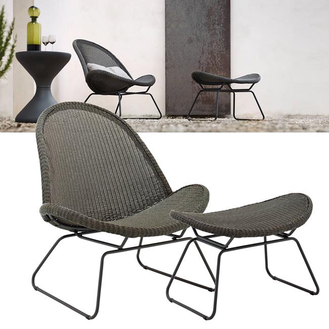Gloster Bepal Lounge Chair & Footrest Set Licorice Birstall