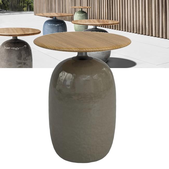 Gloster Blow 42cm Round Table Buffed Teak Top Coffe Birstall