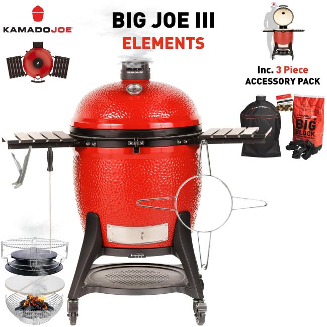 Kamado Joe Ceramic Grill Smoker Oven Big Joe III 3 Grill Inc. 3pc