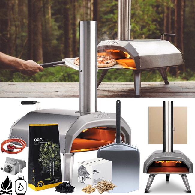 Ooni Karu 12 MultiFuel Pizza Oven Essentials Package Inc. Gas Burner