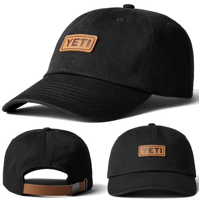 YETI Leather Logo Baseball Cap BLACK Birstall