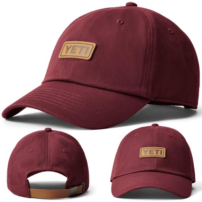 YETI Leather Logo Baseball Cap HARVEST RED Birstall